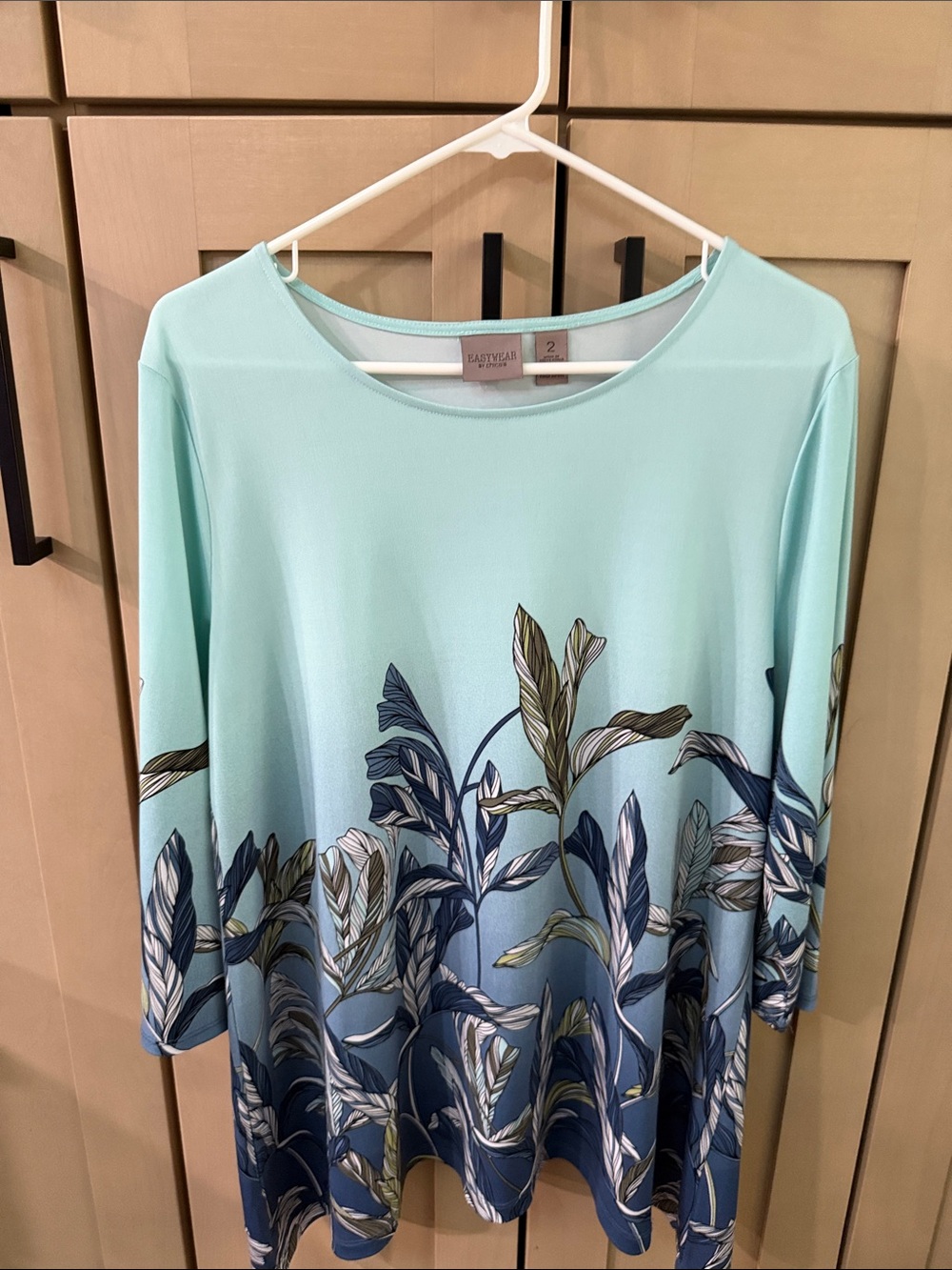 Chico's Aqua-to-Teal Ombre Botanical Tunic